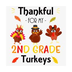 thankful for my 2nd grade turkey svg, thanksgiving svg, thankful for my 2nd grade turkey svg, turkey svg, funny turkey s