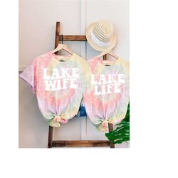 lake life lake wife wavy, retro batch shirts, bachelorette party shirts, lake house party, bachelorette t-shirt, retro t