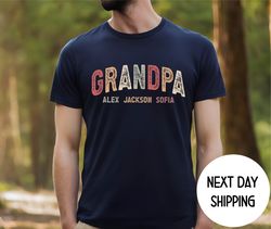 christmas gift for grandpa shirt, custom grandpa and grandkids shirt, grandpa birthday gift, grandpa pregnancy announcem