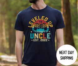 retro uncle shirt ,new uncle gift, leveled up to uncle tee, pregnancy announcement new uncle shirt,