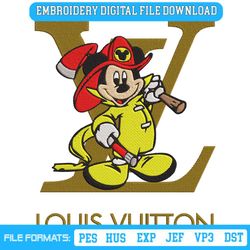 louis vuitton fireman mickey emboridery design instant download