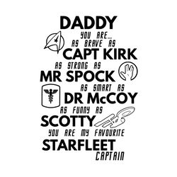 daddy you are as brave as capt kirk as strong as mr spock svg