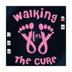 walking the cure, breast cancer gift, breast cancer svg, cancer awareness, cancer ribbon svg, breast cancer ribbon, brea