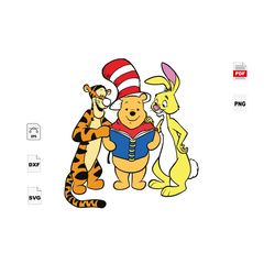 pooh bear and friends in reading day, trending svg, pooh bear cartoon svg, pooh bear svg, tigger svg, reading day svg, a