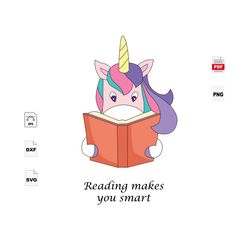reading make you smart, trending svg, reading day svg, unicorn svg, unicorn across america svg, unicorn gift, reading sv