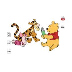 we love reading day, pooh bear and friends svg, trending svg, pooh bear cartoon svg, pooh bear svg, tigger svg, reading