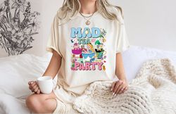 comfort colors mad tea party shirt, disneyland alice in wonderland shirt, floral alice mad hatter cheshire cat family, d