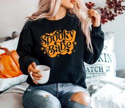 retro spooky babe sweatshirt,halloween sweatshirt, girls halloween sweatshirts, spooky babe hoodies, halloween gift swea