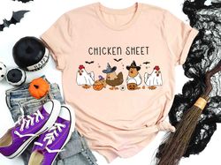 chicken sheet sweatshirt, halloween chickens shirt, spooky chicken halloween tee, western halloween shirt, chicken lover