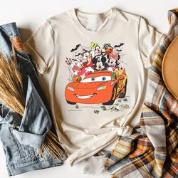 disney mickey & friends lightning mcqueen car halloween shirt, cars land halloween shirt, disney spooky vibes shirt, hap