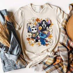 floral stitch halloween shirt, lilo and stitch halloween, stitch horror sweatshirt, halloween trip shirt, halloween disn