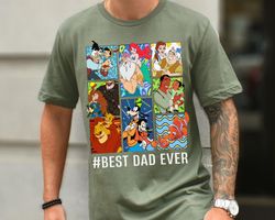 retro disney characters best dad ever comfort colors shirt, disney fathers day t-shirt, gift for daddy papa, dad shirt