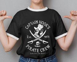 captain hook pirate crew est 1953 ringer shirt, peter pan disney shirt