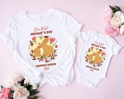 custom our first mothers day shirt, mommy and me outfit, mom and baby