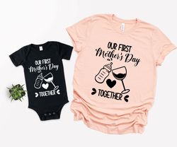 our first mothers day shirt, mothers day matching shirt, mothers day mommy and baby outfit, mothers day gift