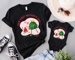 our first mothers day shirt, watermelon mommy and me outfit, mom and b