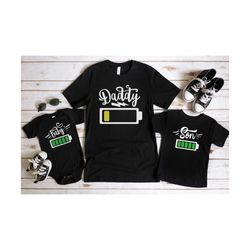 funny battery dad and kids matching shirt, dad shirt, father shirt, dad matching shirt, dad tees, baby reveal shirt, dad