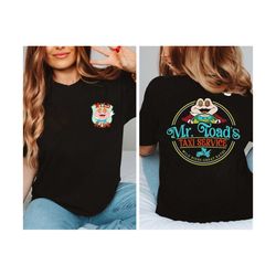 retro 2 sided mr. toad's taxi service shirt mr. toad's wild ride tshirt disneyland family trip tee disney gift wd, disne