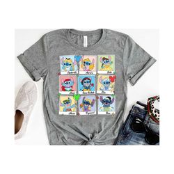 funny stitch matching disney princess characters shirt retro princess belle aurora elsa arie tshirt cute stitch emo, dis