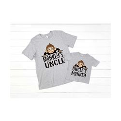 uncle's monkey and monkey's uncle matching uncle and nephew or niece shirts infant bodysuit one piece clothing outfit se