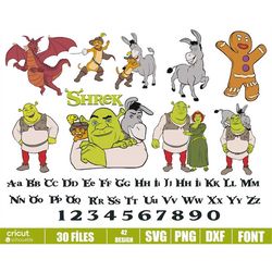 shrek svg, shrek png files, svg for cricut, shrek font, shrek clipart, clipart donkey svg, instant download