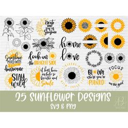 sunflower svg bundle | sunflower svg | half sunflower svg | sunflower monogram svg | sunflower quote svg | flower svg |