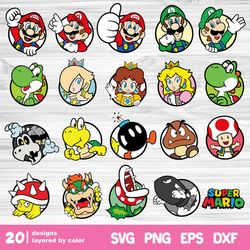 super mario svg bundle, super mario png, mario svg, luigi svg