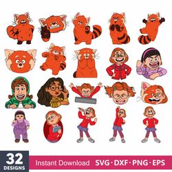 turning red svg bundle, turning red svg, red panda svg digital file