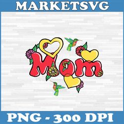 just for mom png, mom with hummingbirds & heart png, designs on both sides png, digital file, png high quality