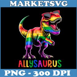 dinosaur rainbow flag png, ally lgbt allysaurus png, lgbt pride png, digital file, png high quality, sublimation