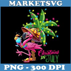 tropical christmas in july png, funny flamingo drinking png, digital file, png high quality, sublimation