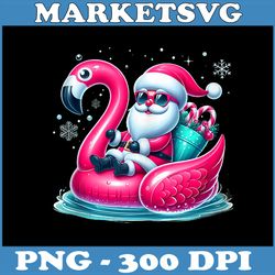 funny christmas in july png, summer xmas santa flamingo floatie png, digital file, png high quality, sublimation
