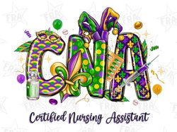 cna mardi gras certified nursing assistant png sublimation design download, mardi gras png, mardi gras nurse png, sublim