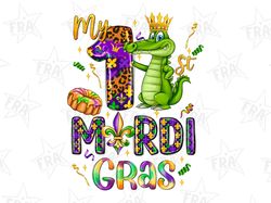 crocodile my first  mardi gras png sublimation design download,happy mardi gras png,mardi gras crocodile png,sublimate d