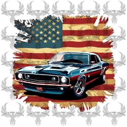 american classic car with american flag in background svg digital download