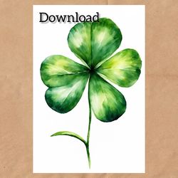 clover drawing, happy st. patrick's day, digital postcard instant download