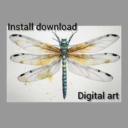 instant download of a digital postcard with a dragonfly pattern