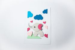 layered card for kids - elephant