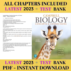 test bank for campbell biology concepts & connections 10th edition by martha r. taylor | all chapters included