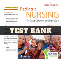 test bank davis advantage for pediatric nursing the critical components of nursing care second edition by kathryn rudd