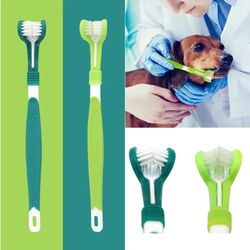 3-sided pet toothbrush dog plastic toothbrush removing bad breath tartar cleaning mouth