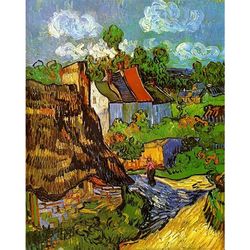 paint by number van gogh thatched cottages and houses by vincent van gogh 1890 - paint by numbers famous paintings kit