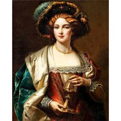 paint by numbers portrait of a noblewoman by cesare detti - paint by number famous paintings craft kit for adults