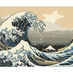 paint by numbers the great wave off kanagawa by katsushika hokusai 1831 - paint by number famous paintings kit