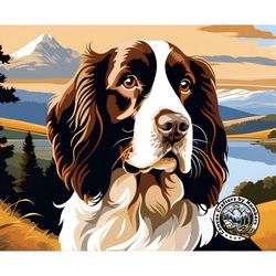 english springer spaniel - paint by number, diy acrylic paint by numbers kit, animal paintings, dog portrait, wall art