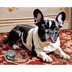 french bulldog - paint by numbers, acrylic paint by numbers kit, diy animal paintings, dog portrait, wall art