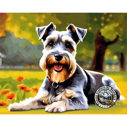dog paint by number - miniature schnauzer, diy acrylic paint by numbers kit, animal paintings, pet portrait, wall art