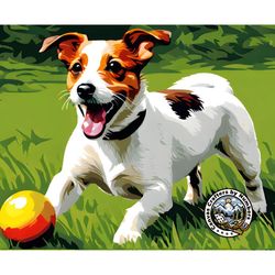 paint by numbers - jack russell terrier dog, acrylic diy paint by numbers kits, animal paintings, pet portrait, wall art