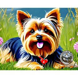 paint by numbers - yorkshire terrier, oil paint by numbers kits, diy animal paintings, dog portrait, wall art