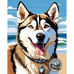 paint by number - siberian husky, acrylic diy paint by numbers kits, animal paintings, dog portrait, wall art